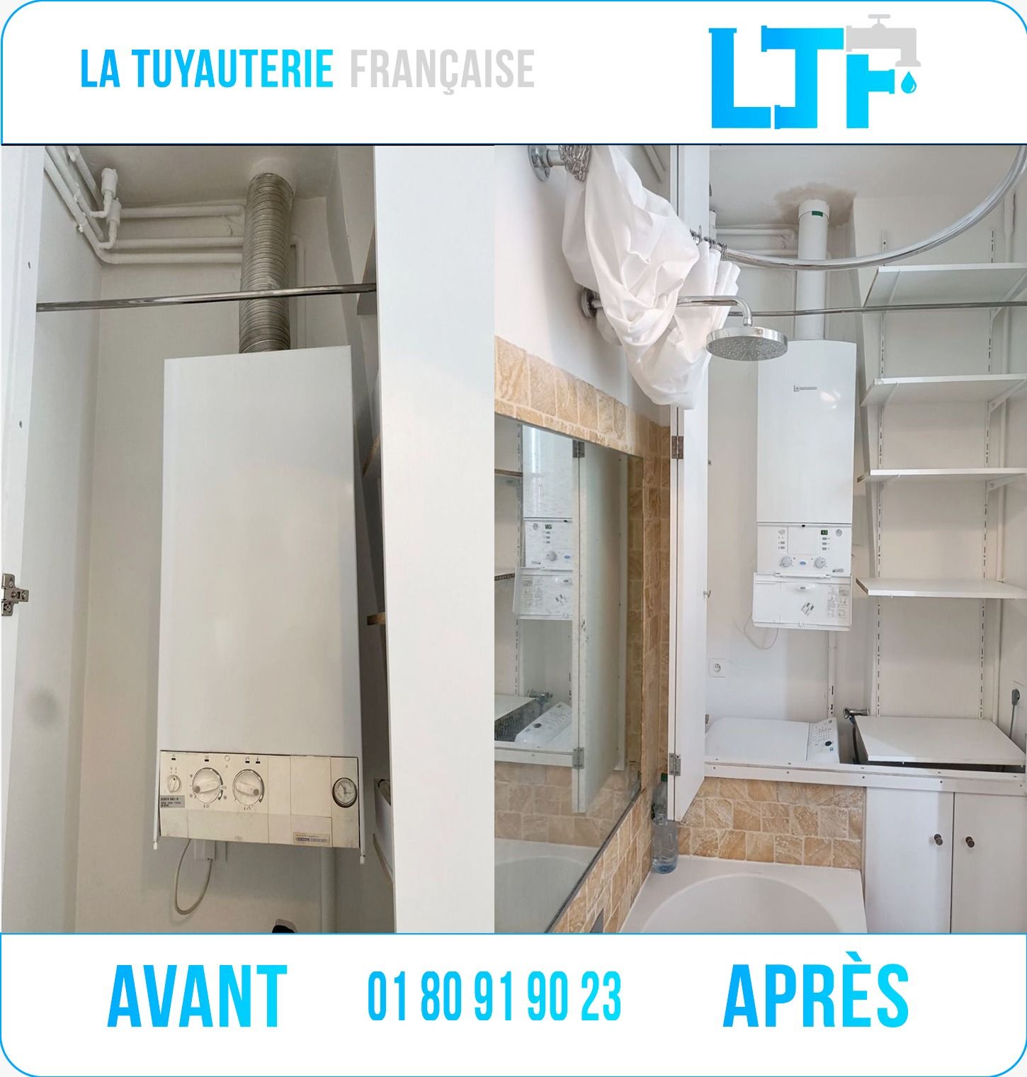 Avant / après : remplacement chaudière gaz par La Tuyauterie Française en IDF