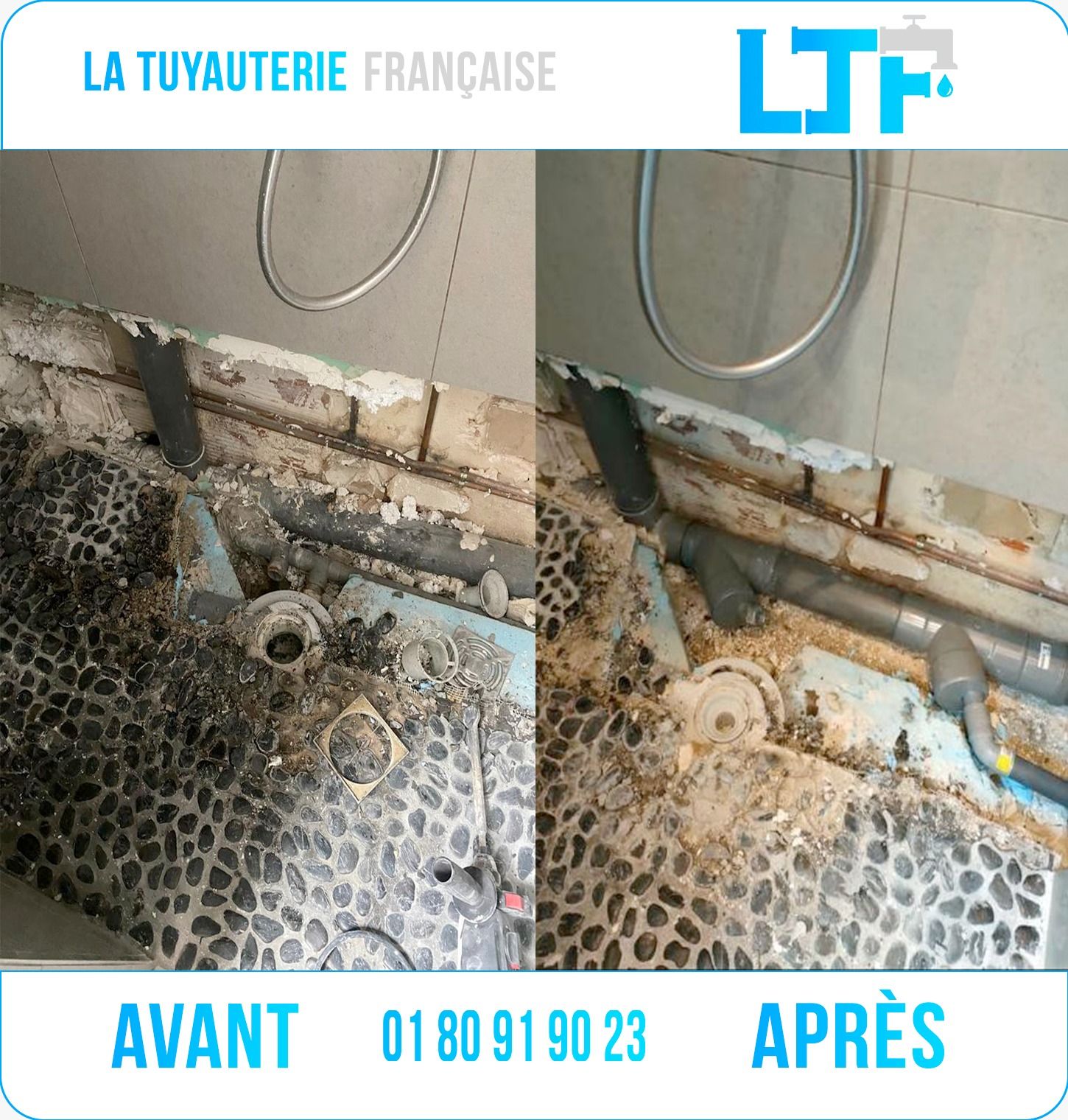 Avant / après : modification d'évacuations sanitaires — plombier IDF