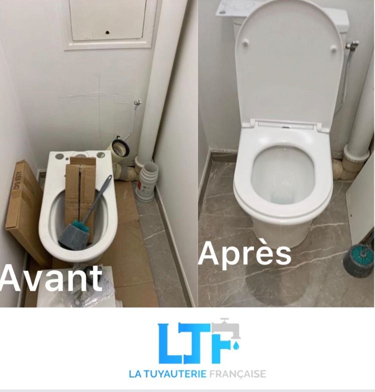 Avant / après : remplacement d'un WC à terre cassé par un WC neuf — La Tuyauterie Française