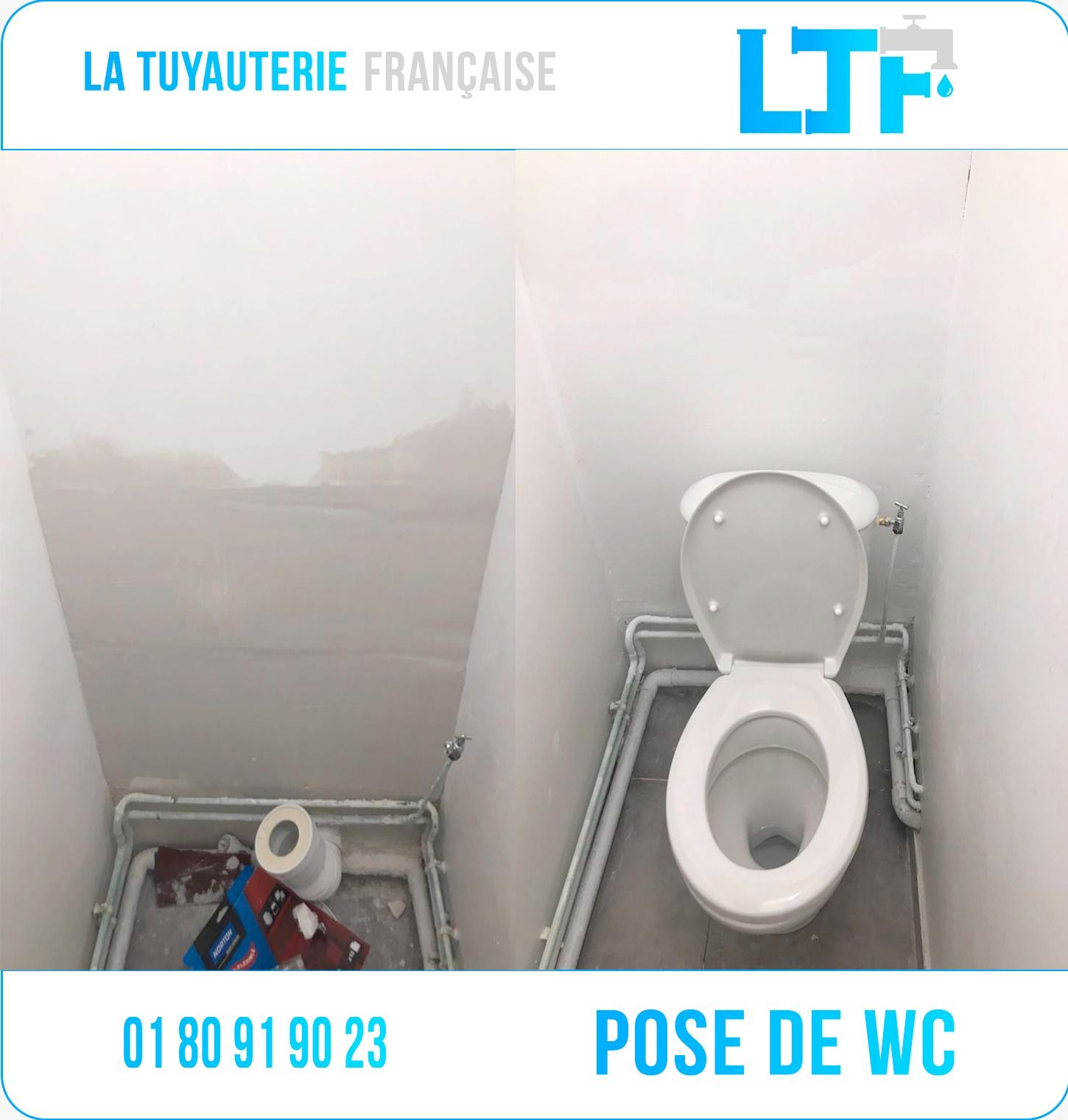 Résultat final : pose WC suspendu finition propre, La Tuyauterie Française